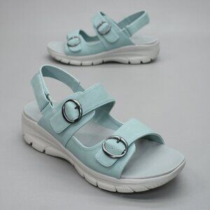 Skechers Ladies 9.5 Wide Easy Going Aqua Vegan Certified Charm Hook Loop Sandals